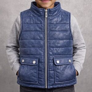 Jordan Craig Kids Legacy Navy Faux Leather‎ Puffer Vest NWT Size 7